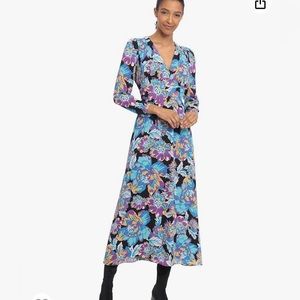 Donna Morgan Floral Long Sleeve V-Neck Maxi Sz 8